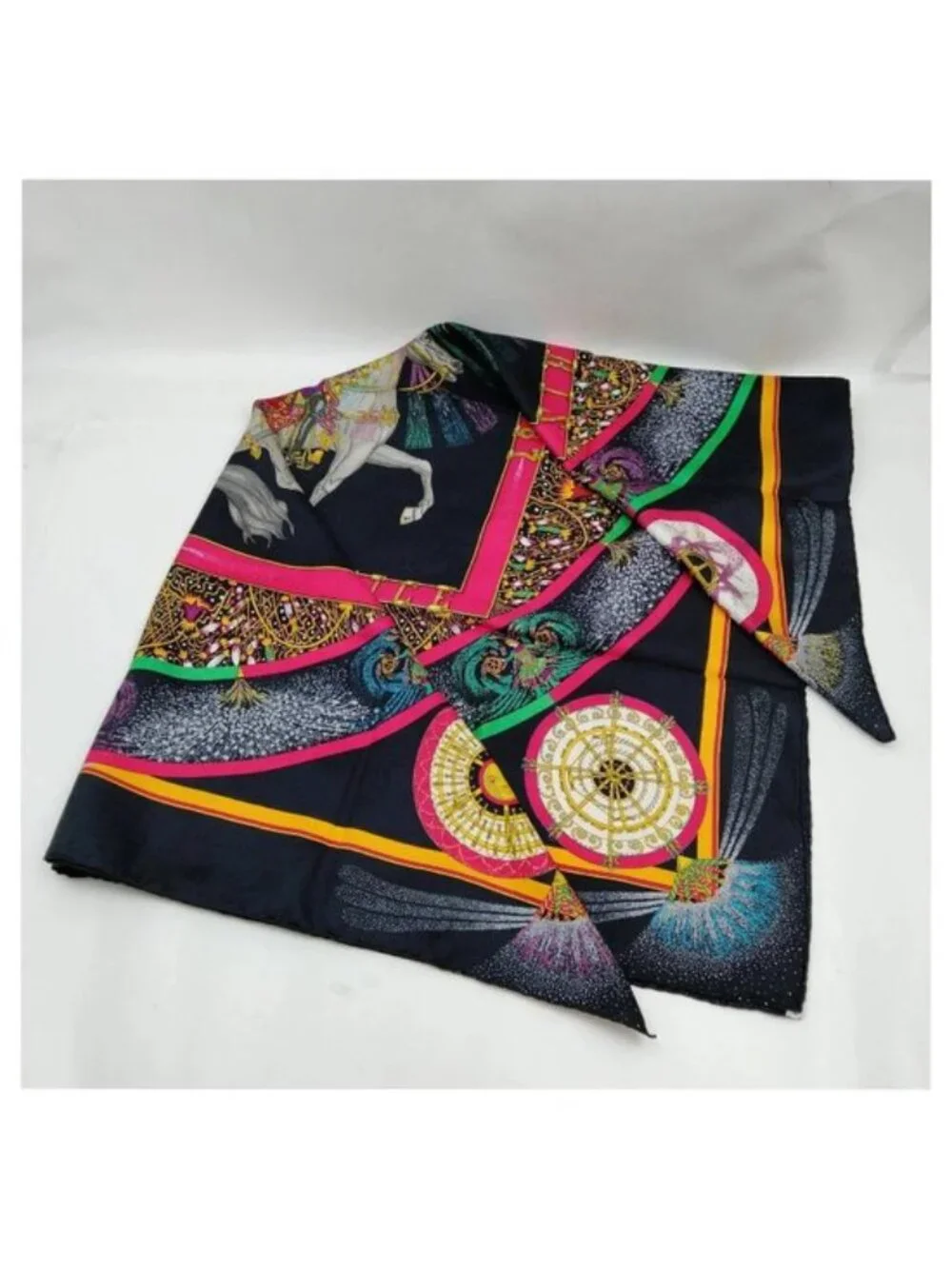 Authentic Hermès Paris Jeux de Paille Silk Scarf Carré 90 Multicolor